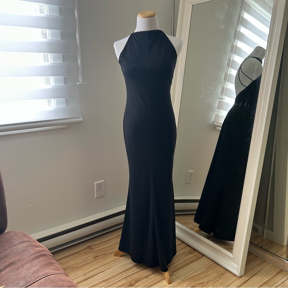 Vintage Jacob Blue Halter Sheath Maxi Dress